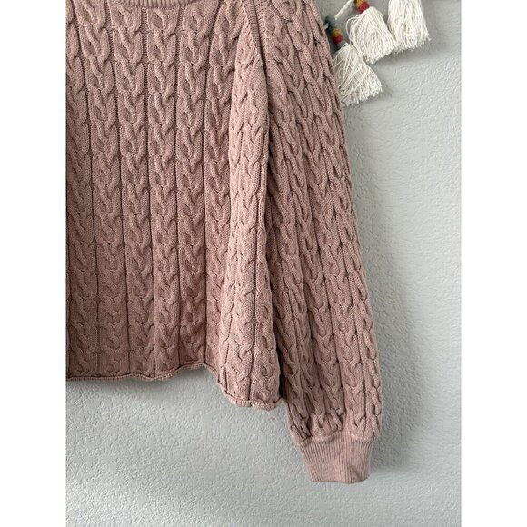 J. Crew Relaxed Fit Cable Knit Crewneck Balloon Sleeve Sweater Cottage Neutral3x - Picture 8 of 11